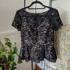 Black lace peplum blouse